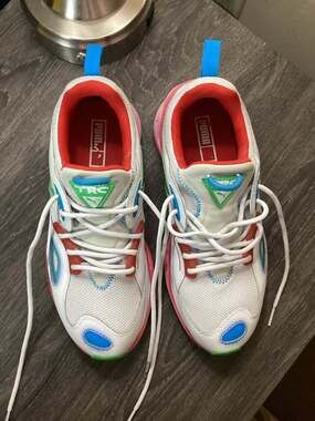 Puma TRC Blaze Neon White Multi-Color Sneakers Size US 7.5
